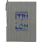 Bari Wood Look Notebook with Pen, 6 x 8.5 Inches - Gray - Front