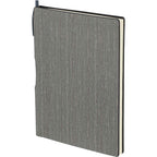 Bari Wood Look Notebook with Pen, 6 x 8.5 Inches - Gray - Left Angle