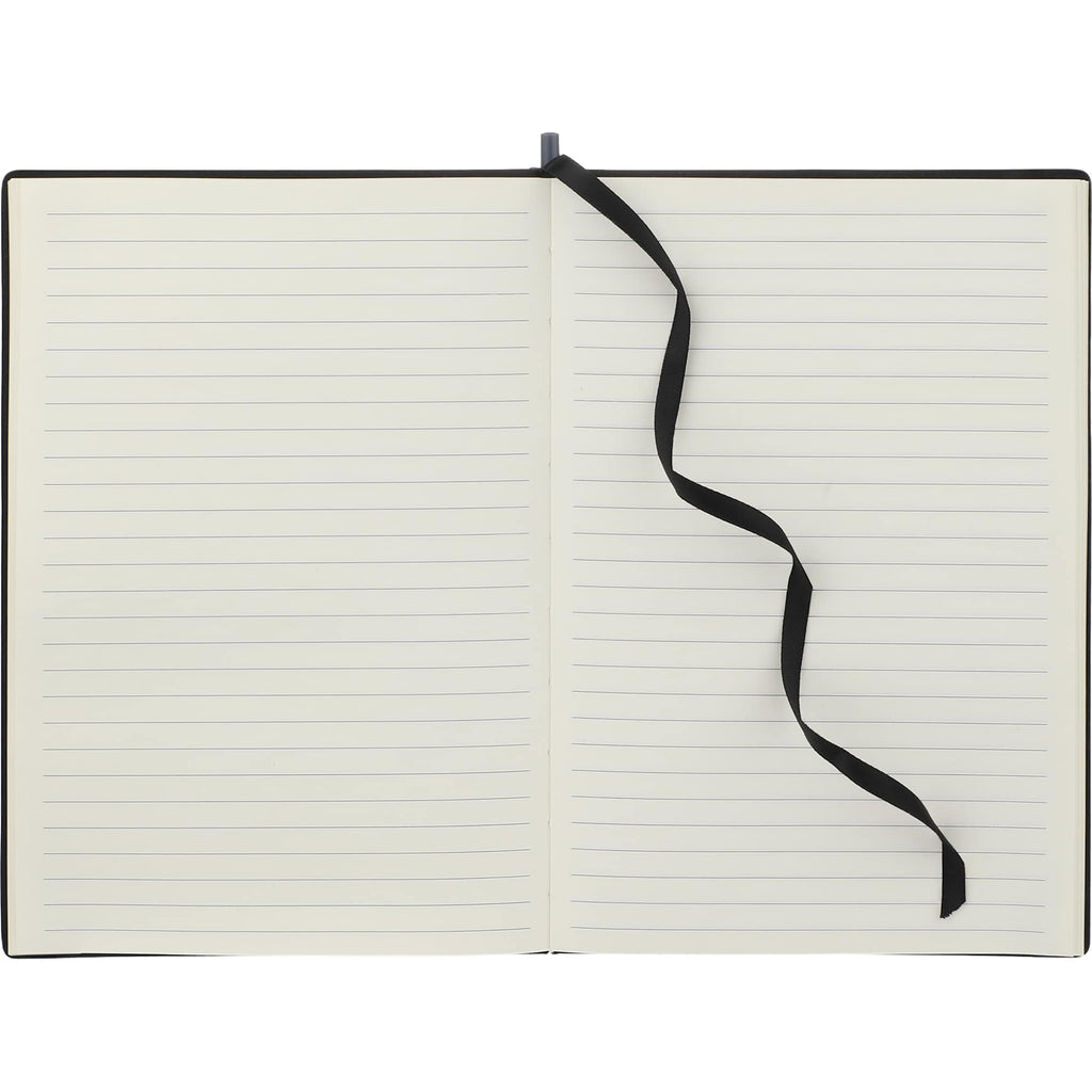 Bari Wood Look Notebook with Pen, 6 x 8.5 Inches - Gray - Open