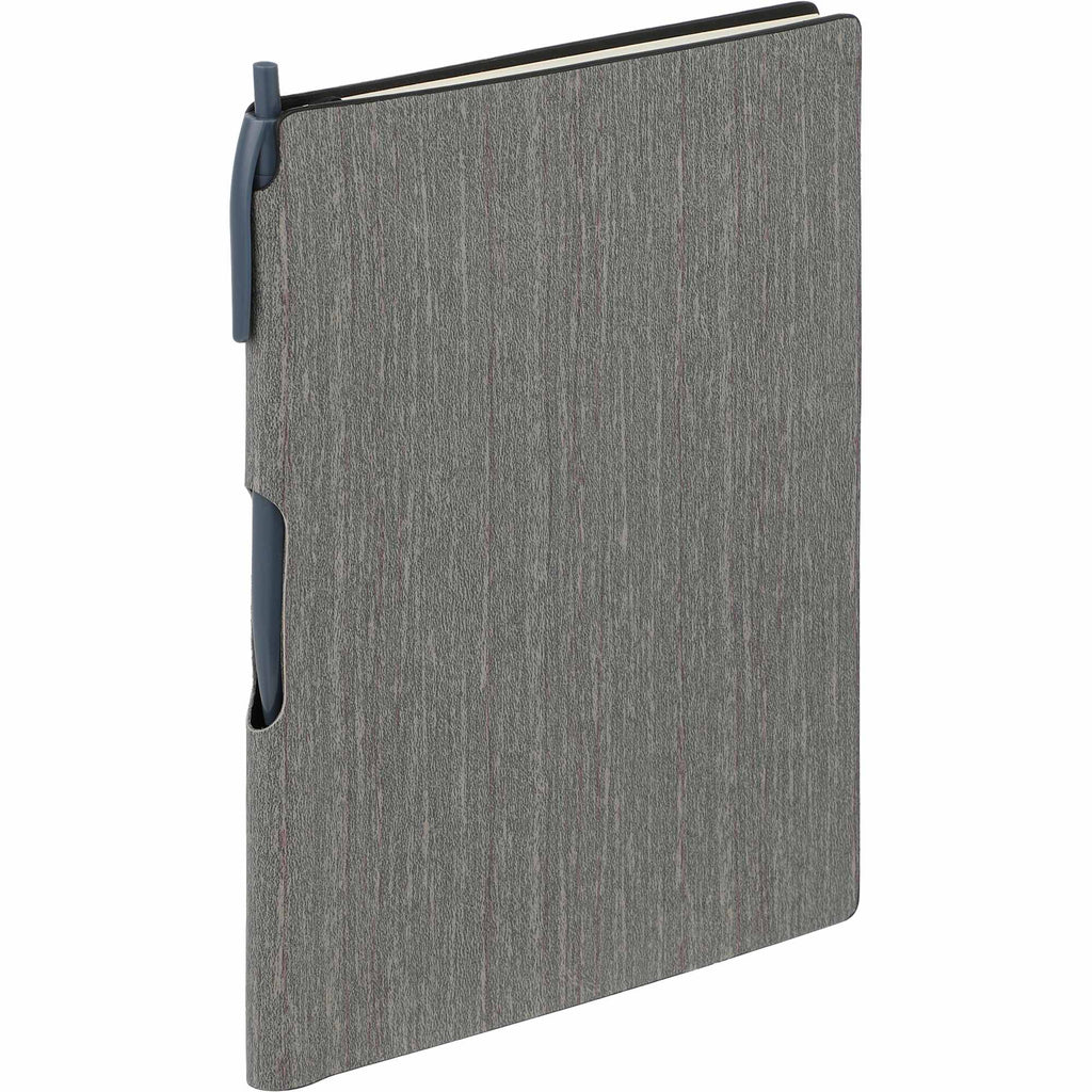 Bari Wood Look Notebook with Pen, 6 x 8.5 Inches - Gray - Right Angle