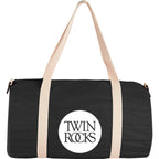 Barrel Duffel Bag in Light Cotton Canvas, 18 Inches - Black - Front