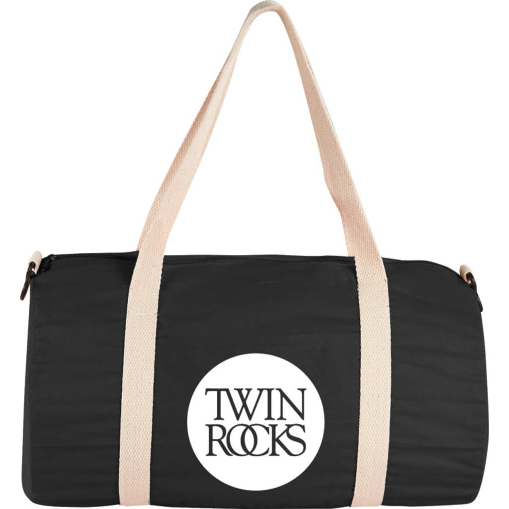 Barrel Duffel Bag in Light Cotton Canvas, 18 Inches Full Color - Black - Front