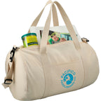 Barrel Duffel Bag in Light Cotton Canvas, 18 Inches Full Color - Natural - Photo
