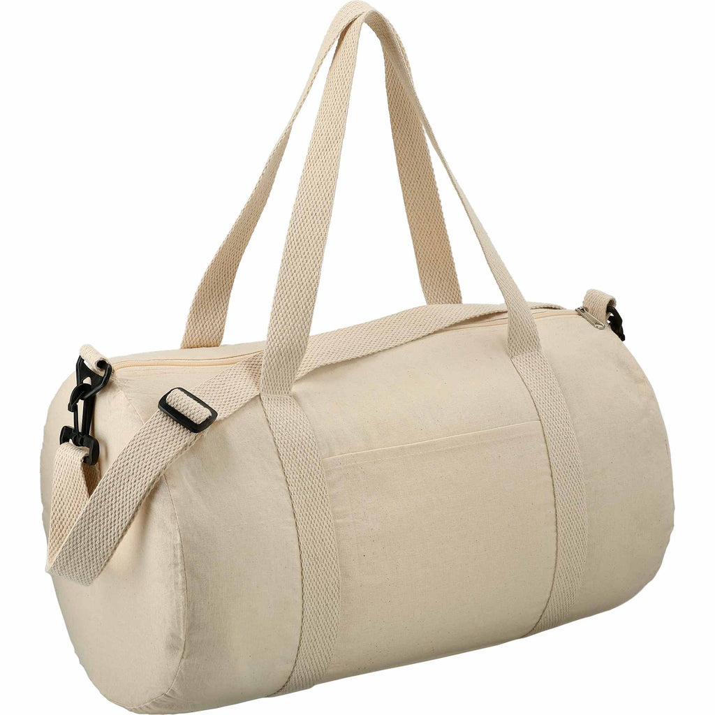 Barrel Duffel Bag in Light Cotton Canvas, 18 Inches Full Color - Natural - Right Angle 2