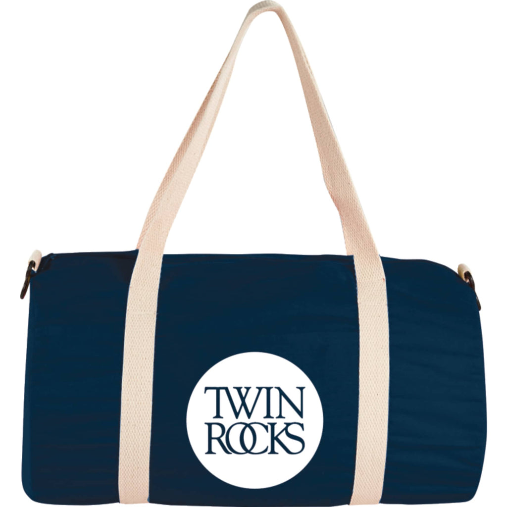 Barrel Duffel Bag in Light Cotton Canvas, 18 Inches Full Color - Navy - Front