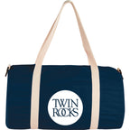 Barrel Duffel Bag in Light Cotton Canvas, 18 Inches Full Color - Navy - Front