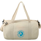 Barrel Duffel Bag in Light Cotton Canvas, 18 Inches - Natural - Front