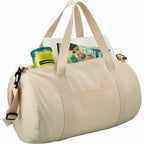 Barrel Duffel Bag in Light Cotton Canvas, 18 Inches - Natural - Photo 2