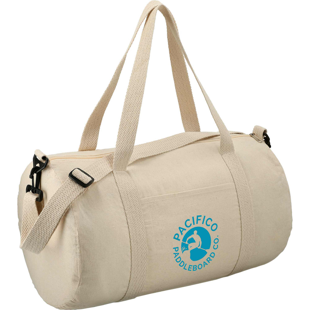 Barrel Duffel Bag in Light Cotton Canvas, 18 Inches - Natural - Right Angle