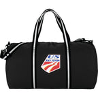 Barrel Weekender Duffel Bag in Cotton Canvas, 22 Inches Transfer - Black - Front