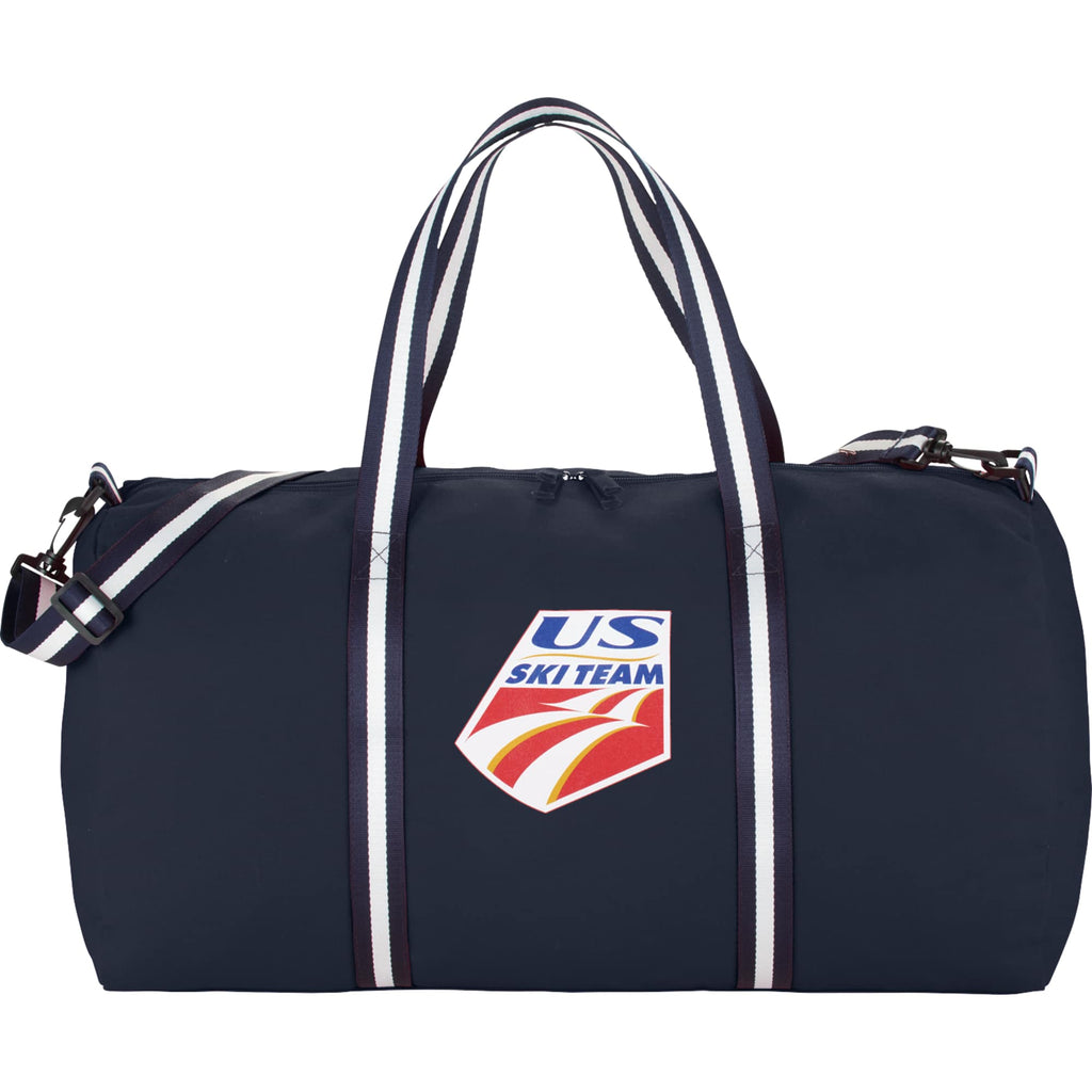 Barrel Weekender Duffel Bag in Cotton Canvas, 22 Inches Transfer - Navy - Front