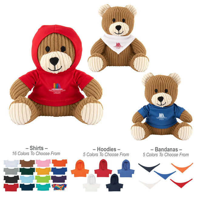 Barry Corduroy Bear Plush Toy, 6 Inch