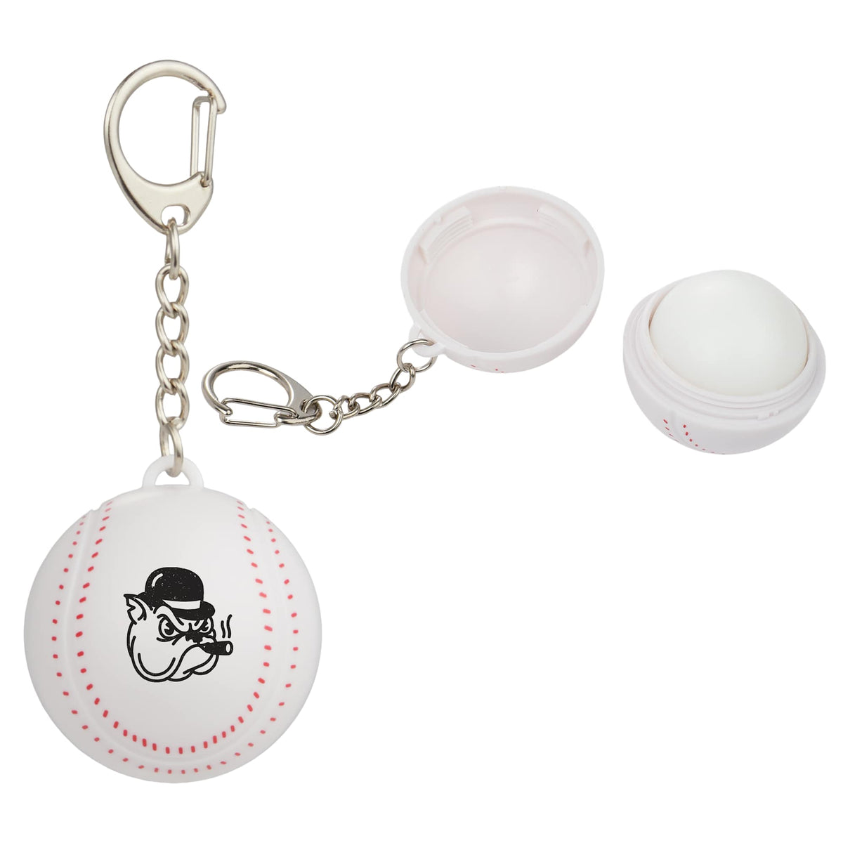 Baseball Lip Balm Keychain with SPF 15 - White w/Red Trim - Default