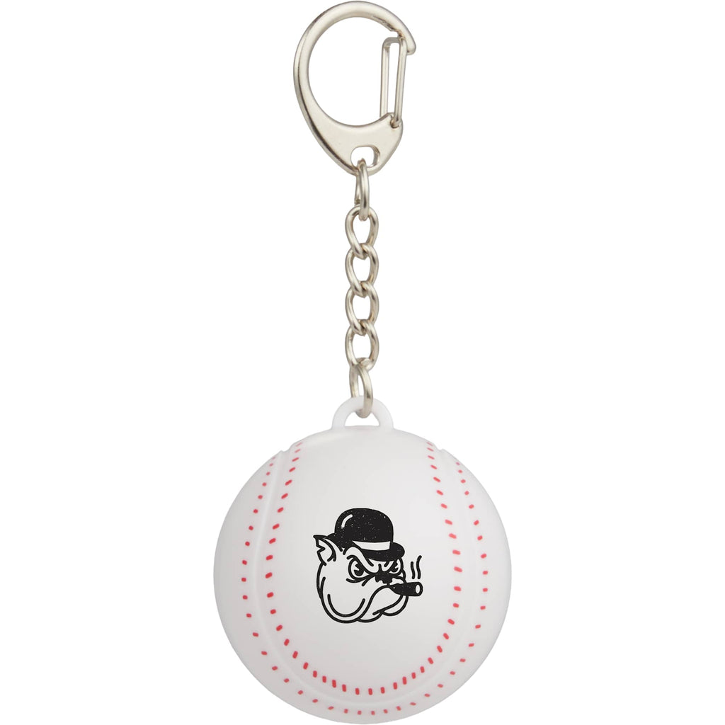 Baseball Lip Balm Keychain with SPF 15 - White w/Red Trim - Front