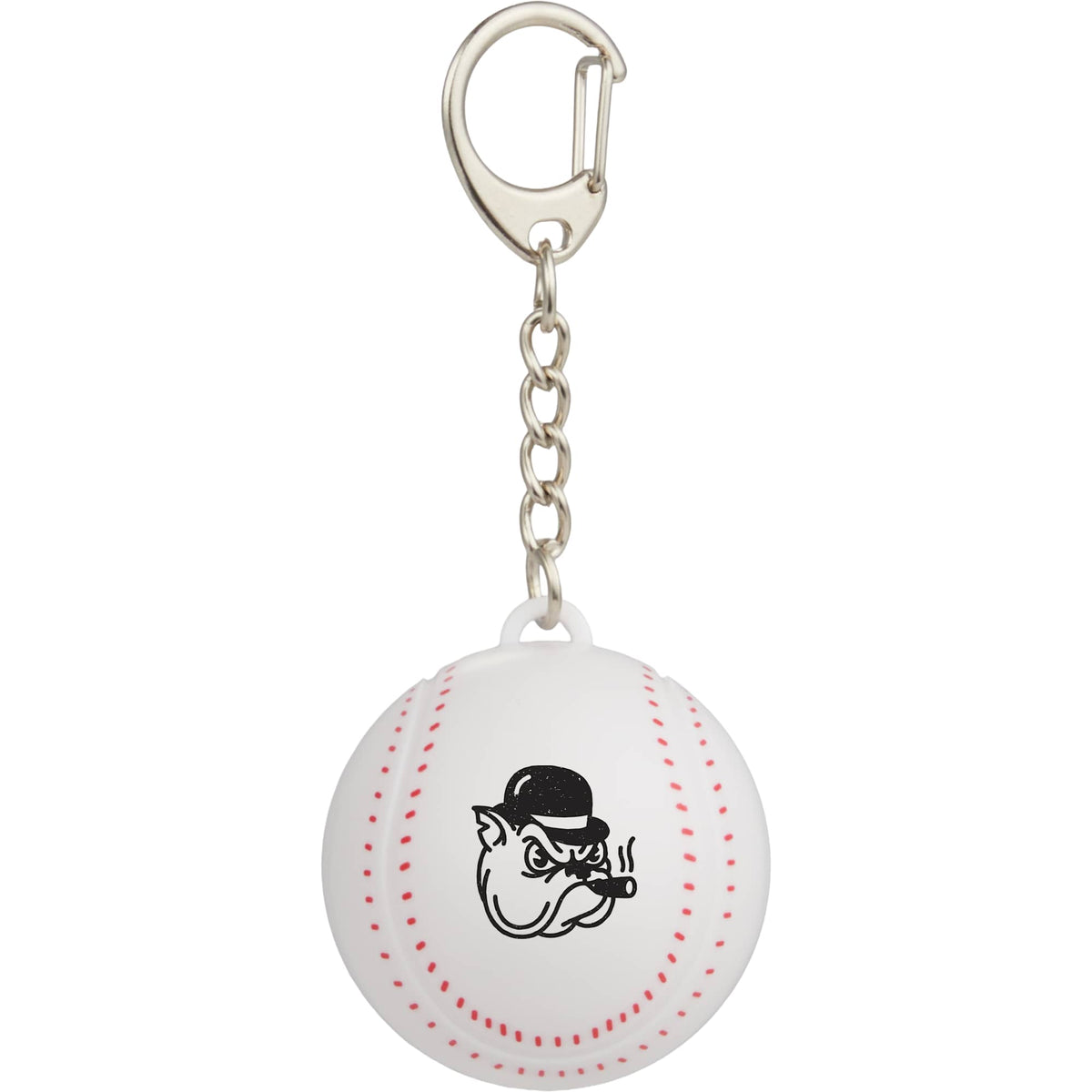 Baseball Lip Balm Keychain with SPF 15 - White w/Red Trim - Front