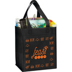 Basic Non-Woven Grocery Tote, 12 x 10.5 Inches - Black - Front