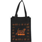 Basic Non-Woven Grocery Tote, 12 x 10.5 Inches Full Color - Black - Front 2