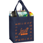 Basic Non-Woven Grocery Tote, 12 x 10.5 Inches Full Color - Navy - Front