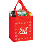 Basic Non-Woven Grocery Tote, 12 x 10.5 Inches Full Color - Red - Front