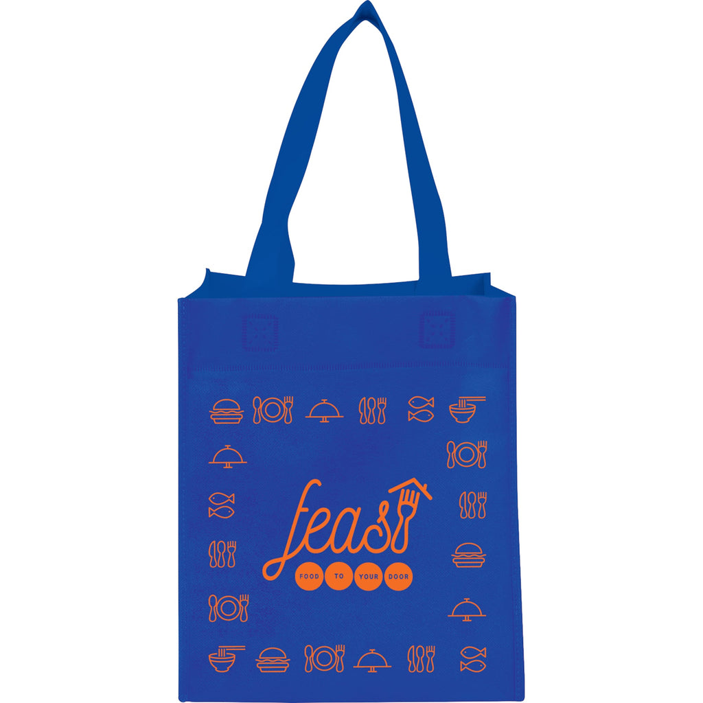 Basic Non-Woven Grocery Tote, 12 x 10.5 Inches Full Color - Royal - Front 2