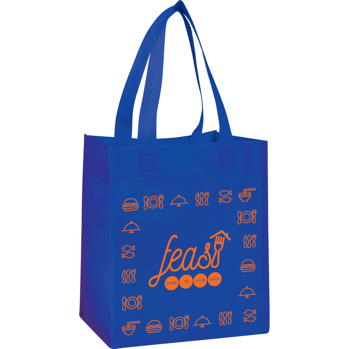 Basic Non-Woven Grocery Tote, 12 x 10.5 Inches Full Color - Royal - Photo