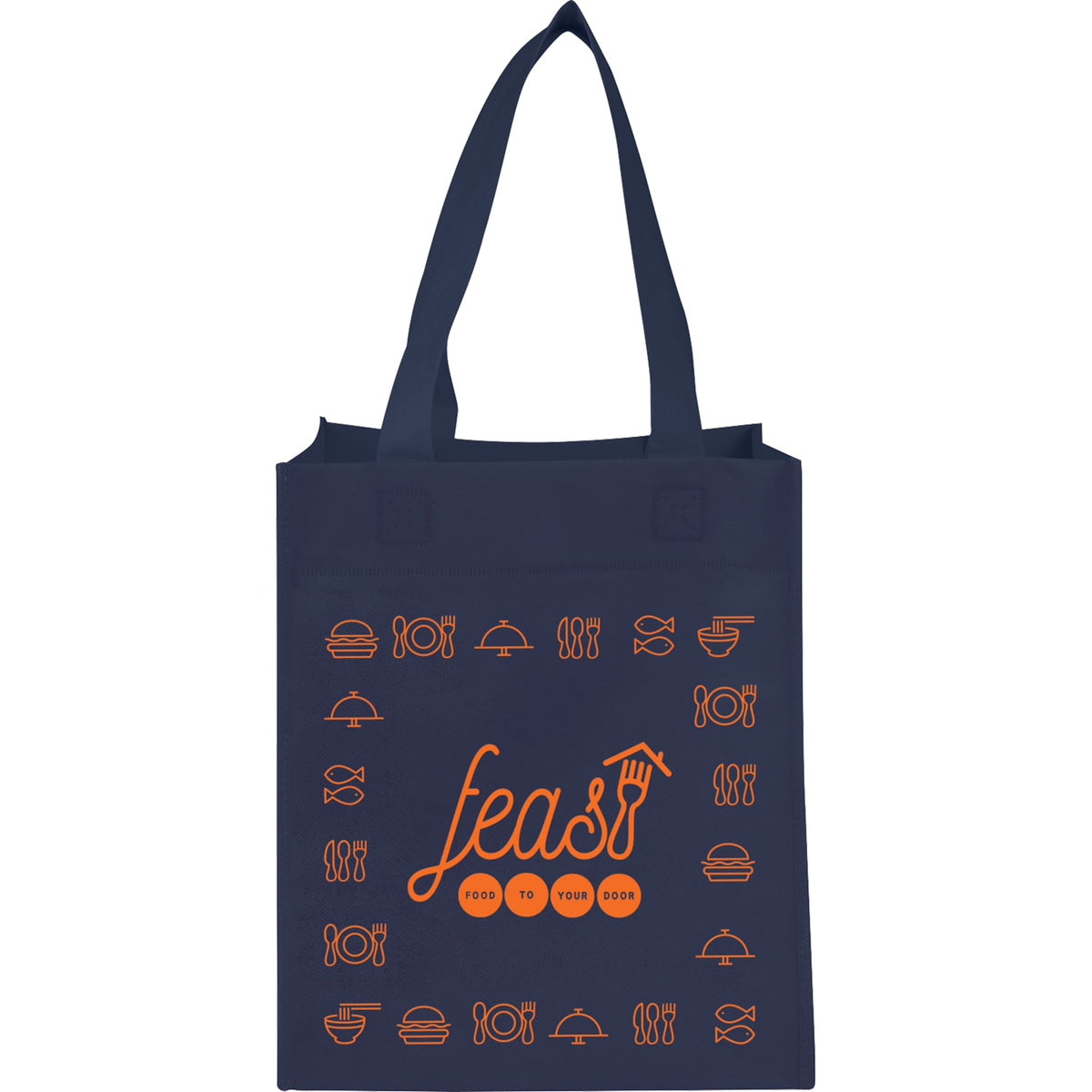Basic Non-Woven Grocery Tote, 12 x 10.5 Inches - Navy - Front 2