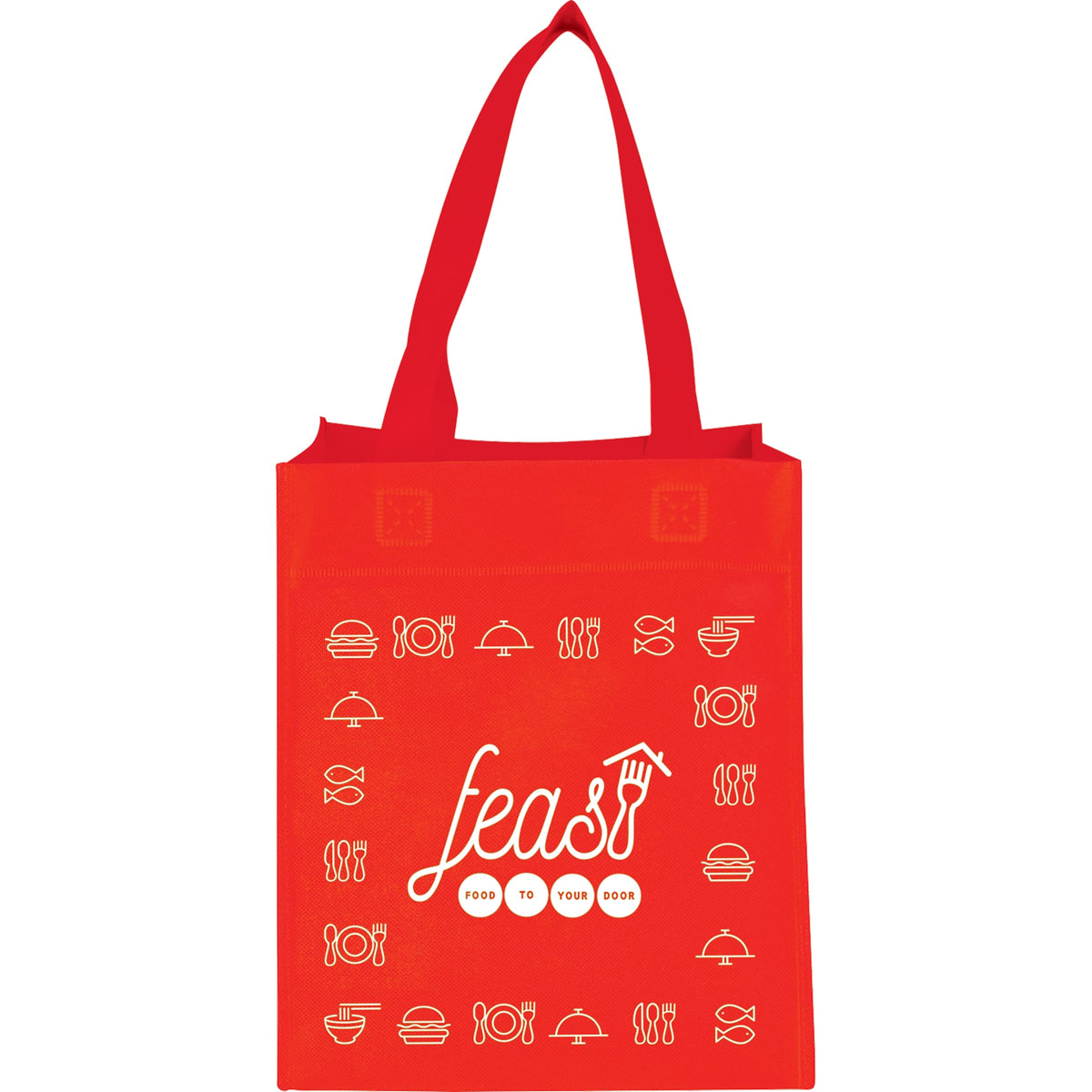 Basic Non-Woven Grocery Tote, 12 x 10.5 Inches - Red - Front 2