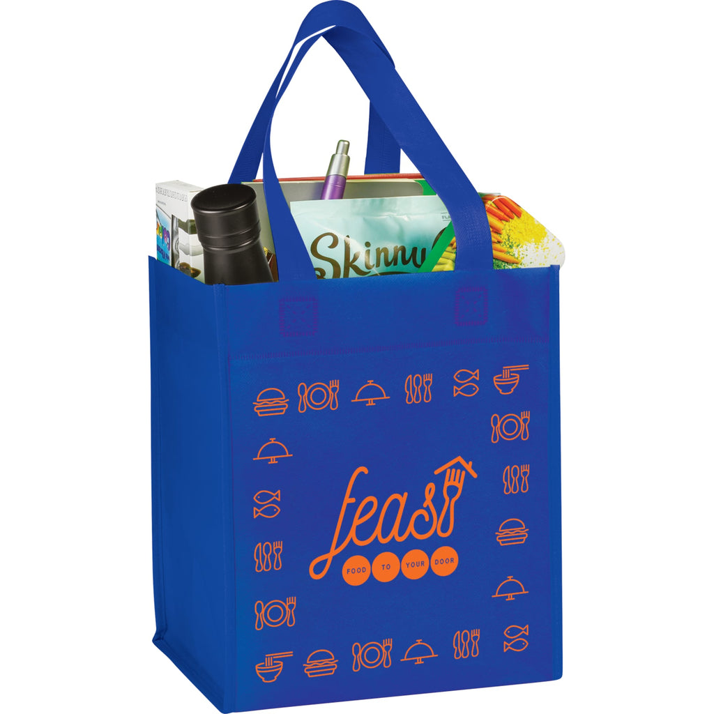 Basic Non-Woven Grocery Tote, 12 x 10.5 Inches - Royal - Front