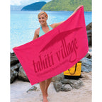 Basic Weight Cotton Beach Towel in Colors, 30 x 60 Inches - Fuchsia - Front