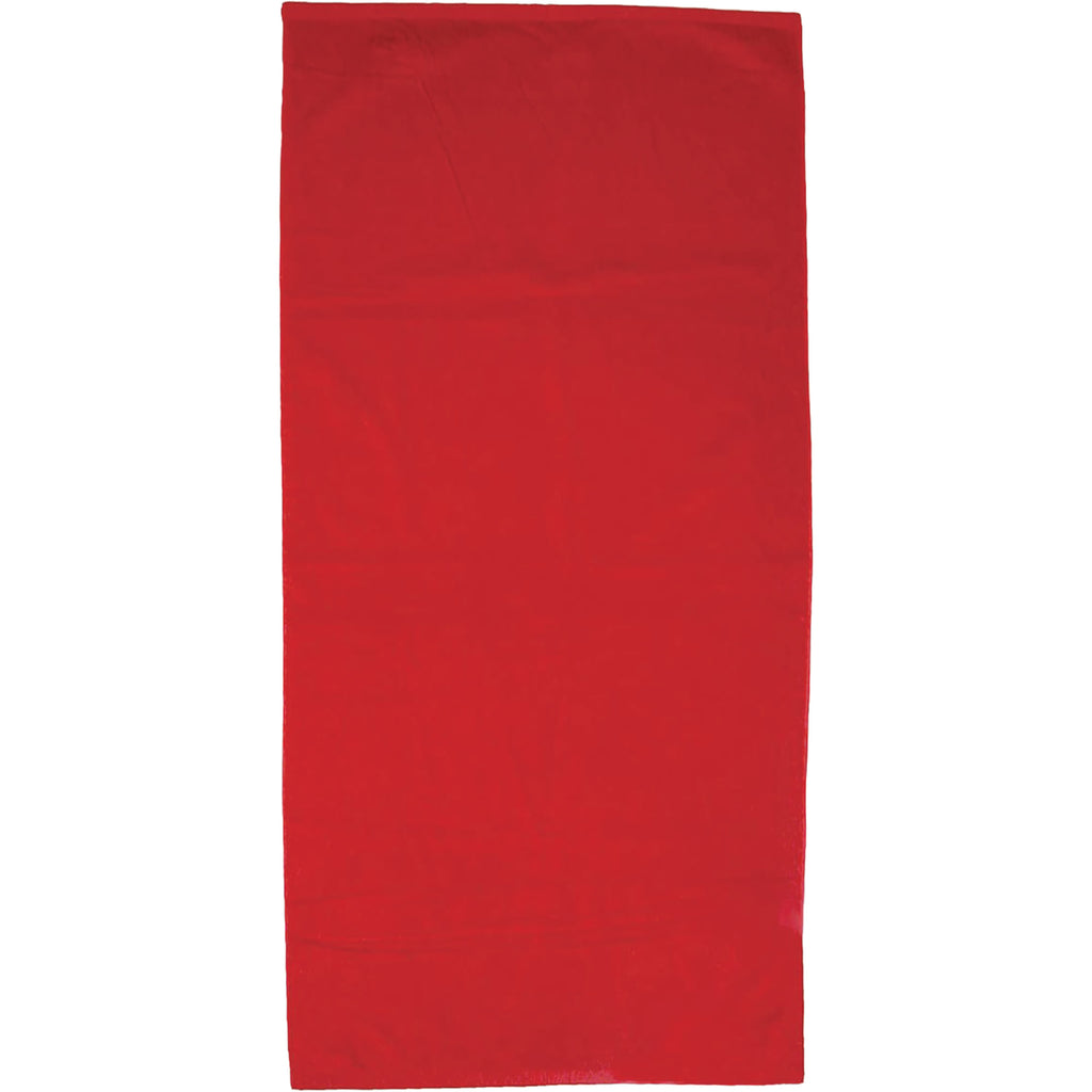 Basic Weight Cotton Beach Towel in Colors, 30 x 60 Inches - Red - Front