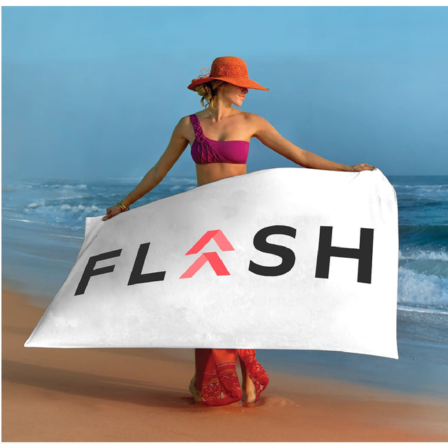 Basic Weight Cotton Beach Towel, White, 30 x 60 Inches