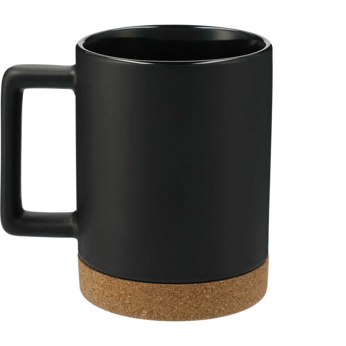 Bates Ceramic Mug with Cork Base, 15 oz - Black - Back