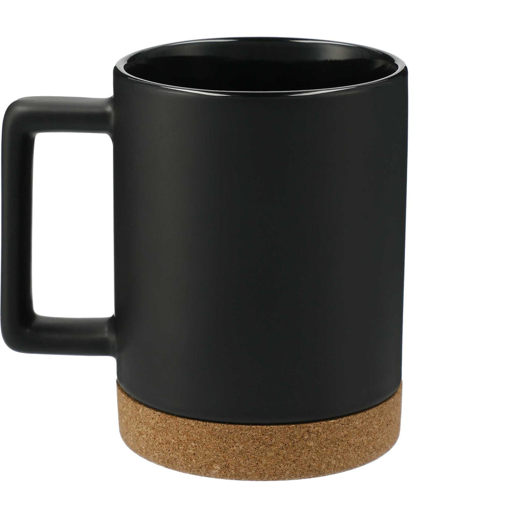 Bates Ceramic Mug with Cork Base, 15 oz Laser Engraving - Black - Back