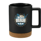Bates Ceramic Mug with Cork Base, 15 oz Laser Engraving - Black - Front