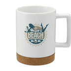 Bates Ceramic Mug with Cork Base, 15 oz Laser Engraving - White - Front 2