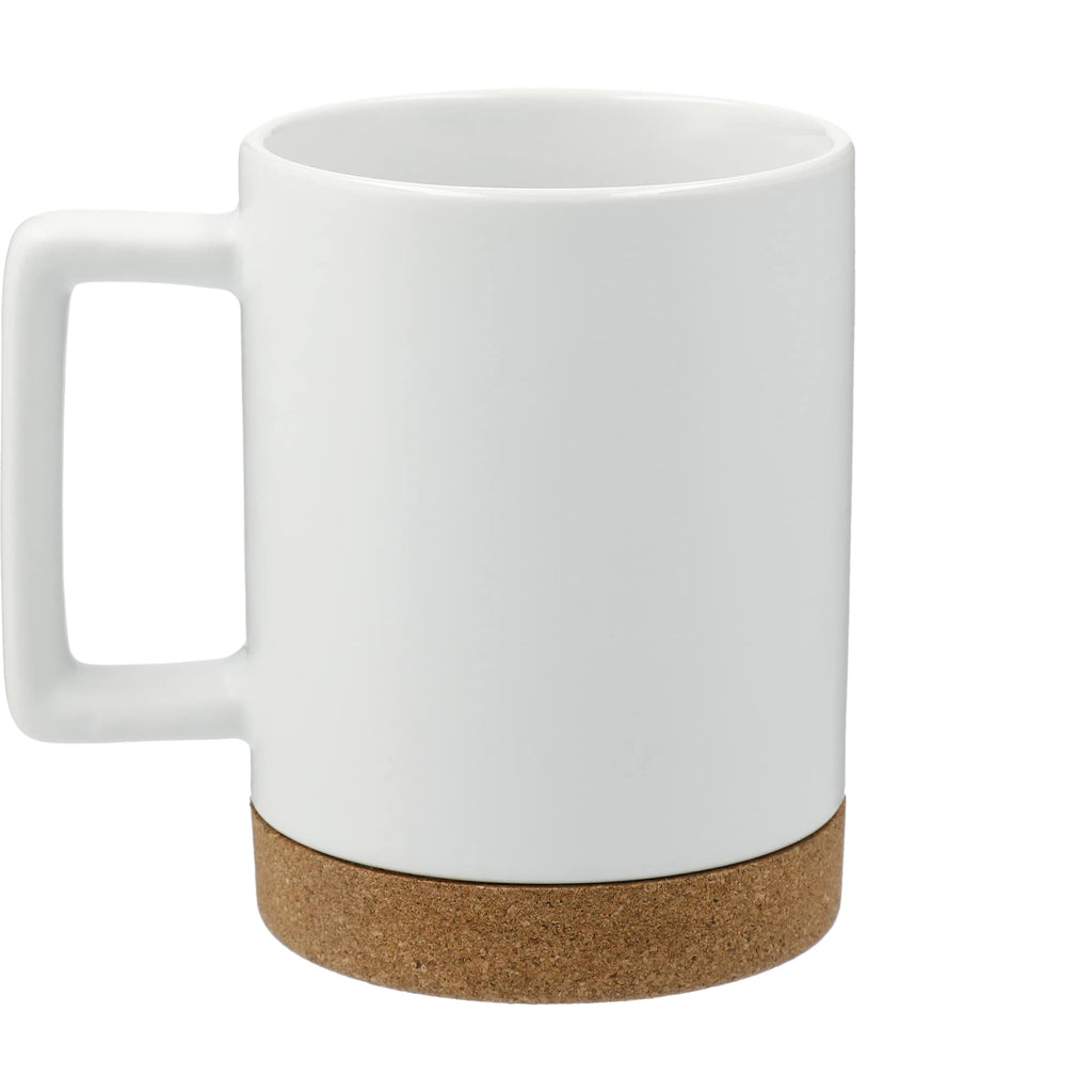 Bates Ceramic Mug with Cork Base, 15 oz - White - Back