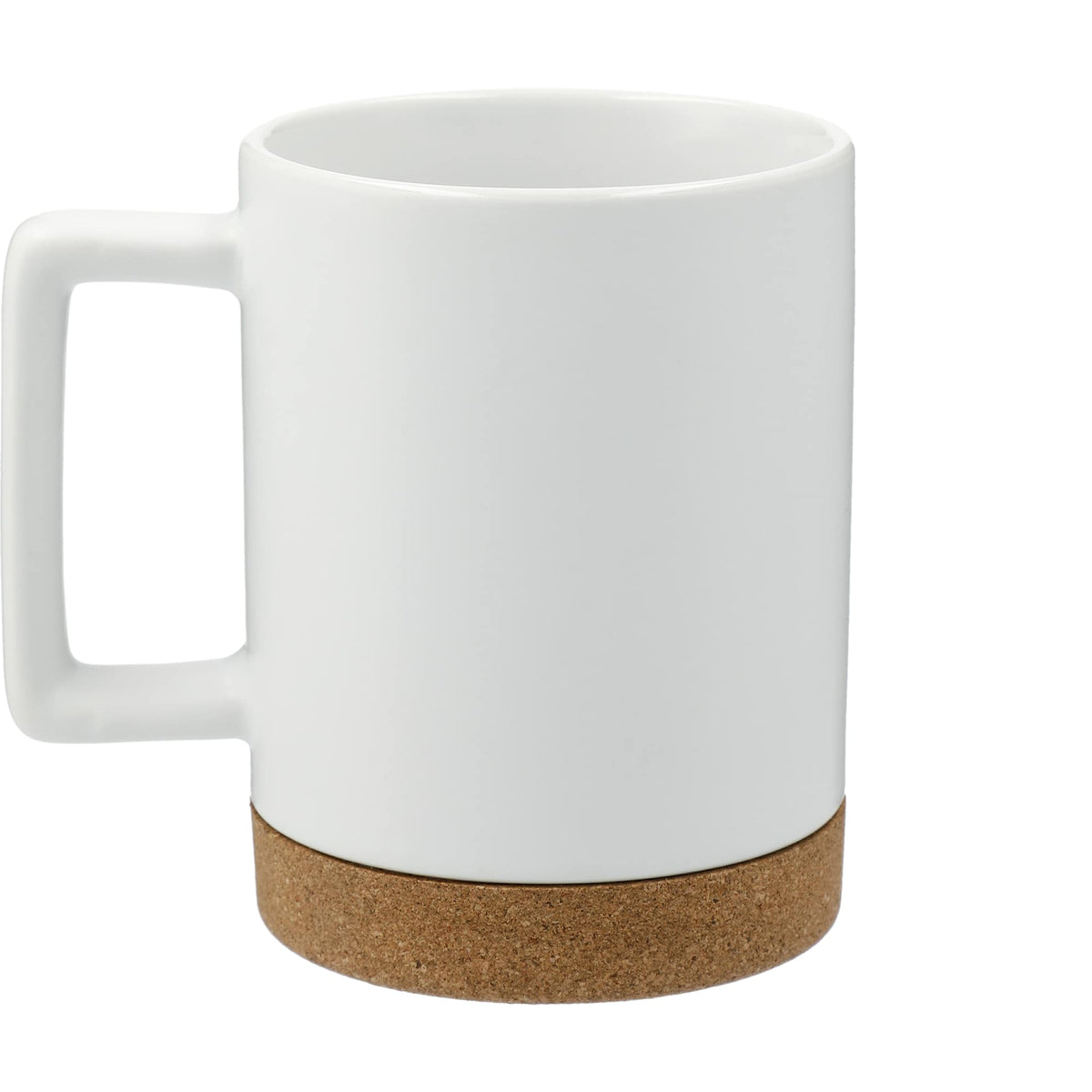 Bates Ceramic Mug with Cork Base, 15 oz - White - Back