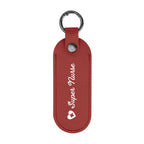Bates Key Tag on a Carabiner, Leatherette - Burgundy - Silk Screen