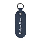Bates Key Tag on a Carabiner, Leatherette - Navy - Silk Screen