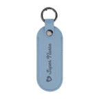Bates Key Tag on a Carabiner, Leatherette - Slate Blue - Debossing