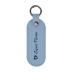 Bates Key Tag on a Carabiner, Leatherette - Slate Blue - Silk Screen