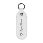 Bates Key Tag on a Carabiner, Leatherette - White - Debossing