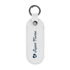 Bates Key Tag on a Carabiner, Leatherette - White - Silk Screen