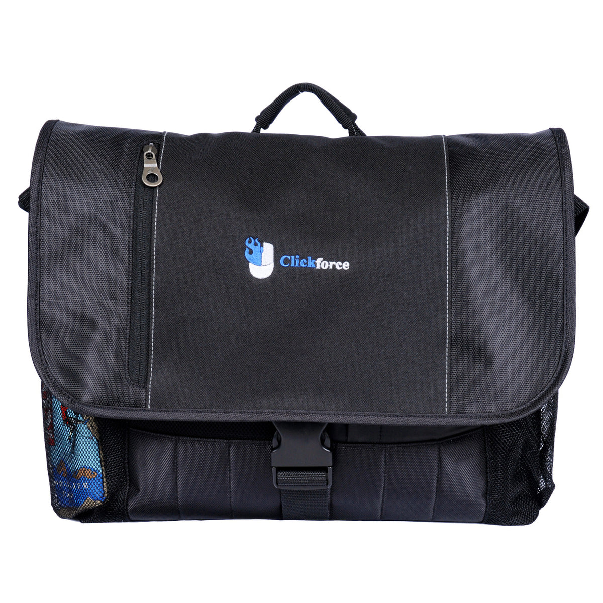 Baylor Laptop Messenger Bag with Trolley Strap - Black - View 8