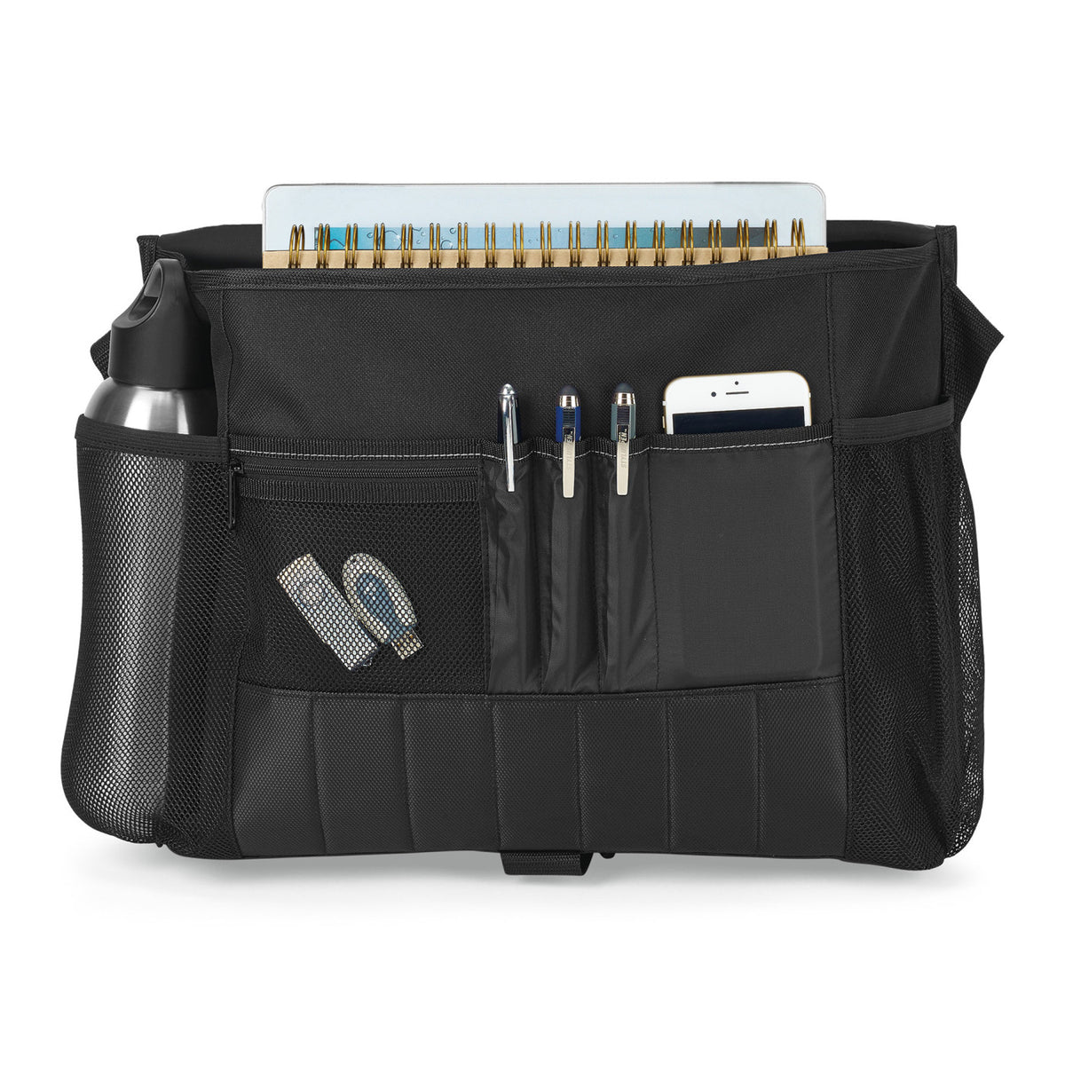 Baylor Laptop Messenger Bag with Trolley Strap Embroidery - Black - View 3
