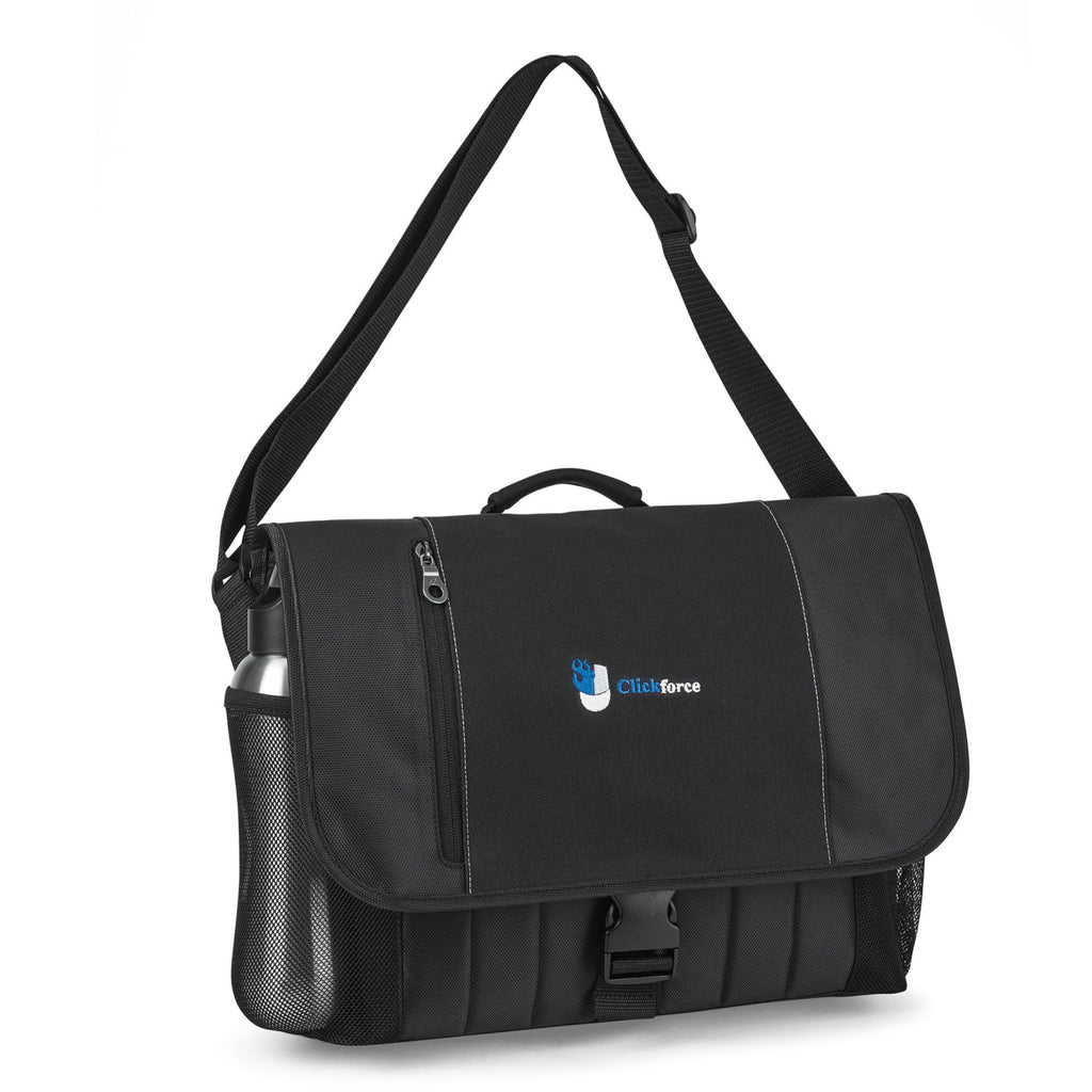 Baylor Laptop Messenger Bag with Trolley Strap Transfer - Black - View 1