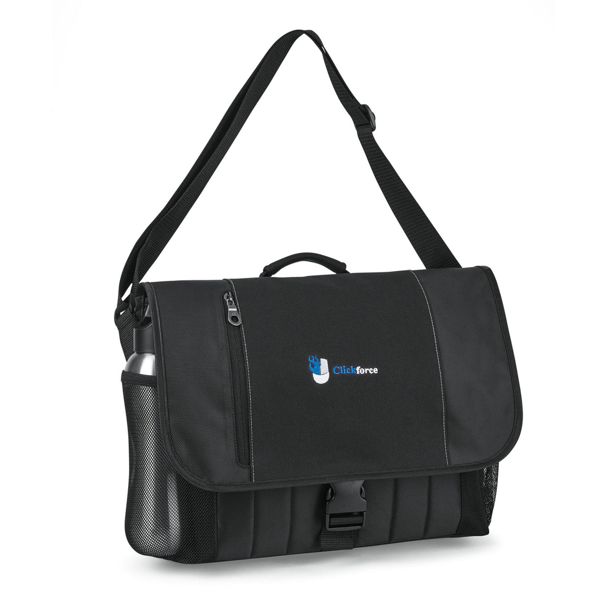 Baylor Laptop Messenger Bag with Trolley Strap Transfer - Black - View 1