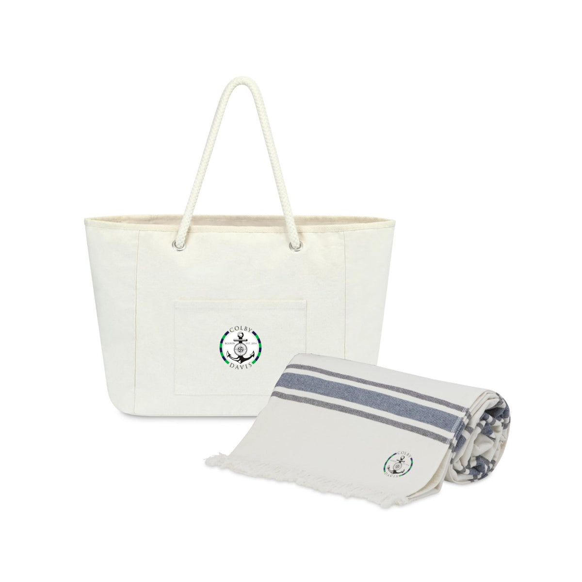 Bayside Boat Bag and Oversized Resort Towel Set Embroidery - Natural - View 1
