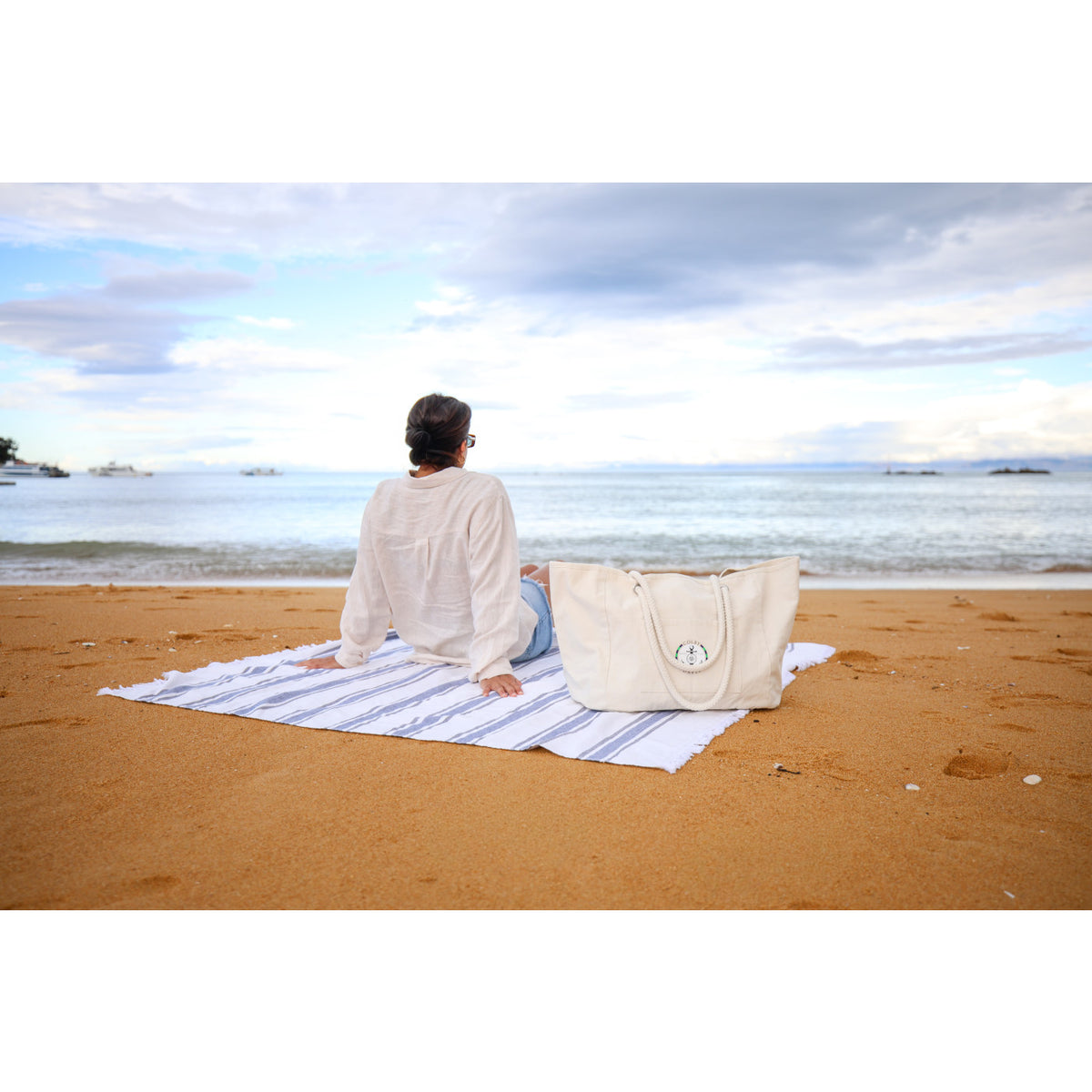Bayside Boat Bag and Oversized Resort Towel Set Embroidery - Natural - View 7
