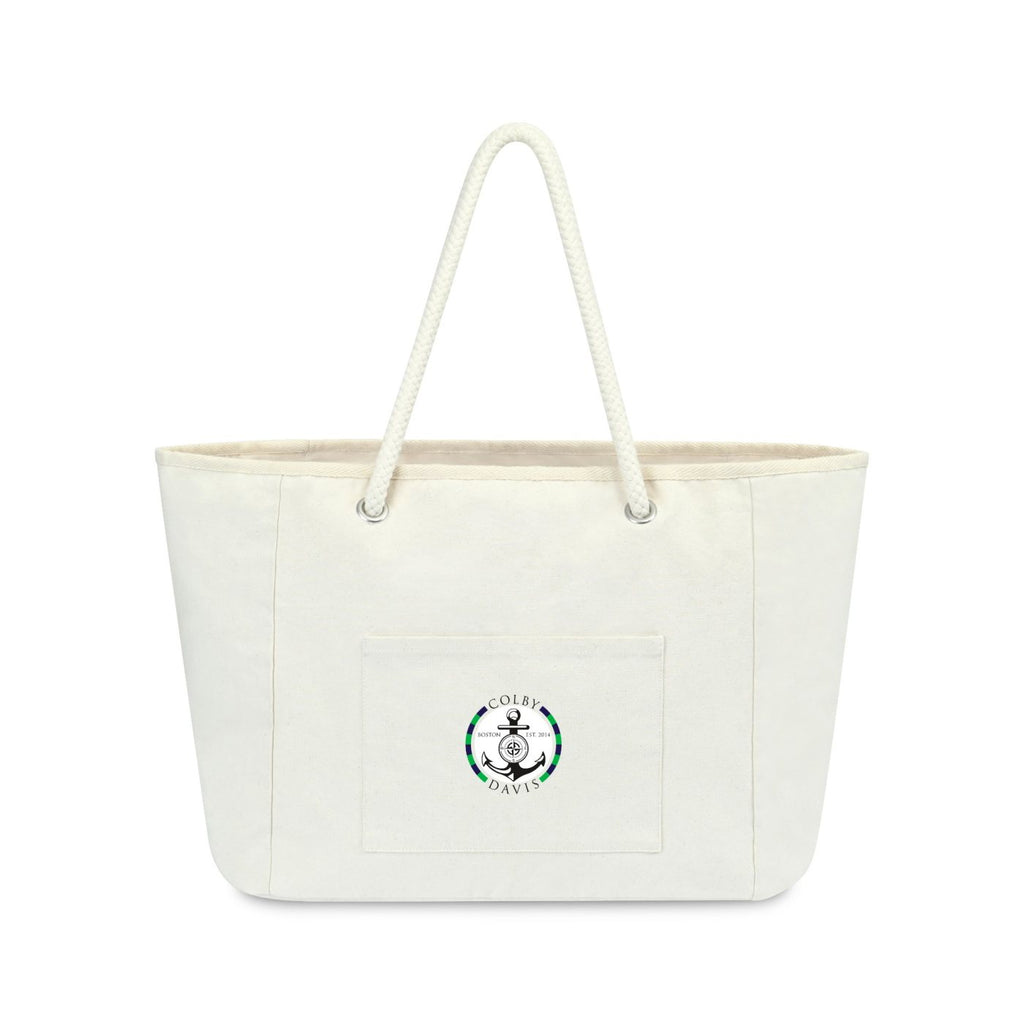 Bayside Recycled Cotton Boat Bag with Rope Handles Embroidery - Natural - View 1